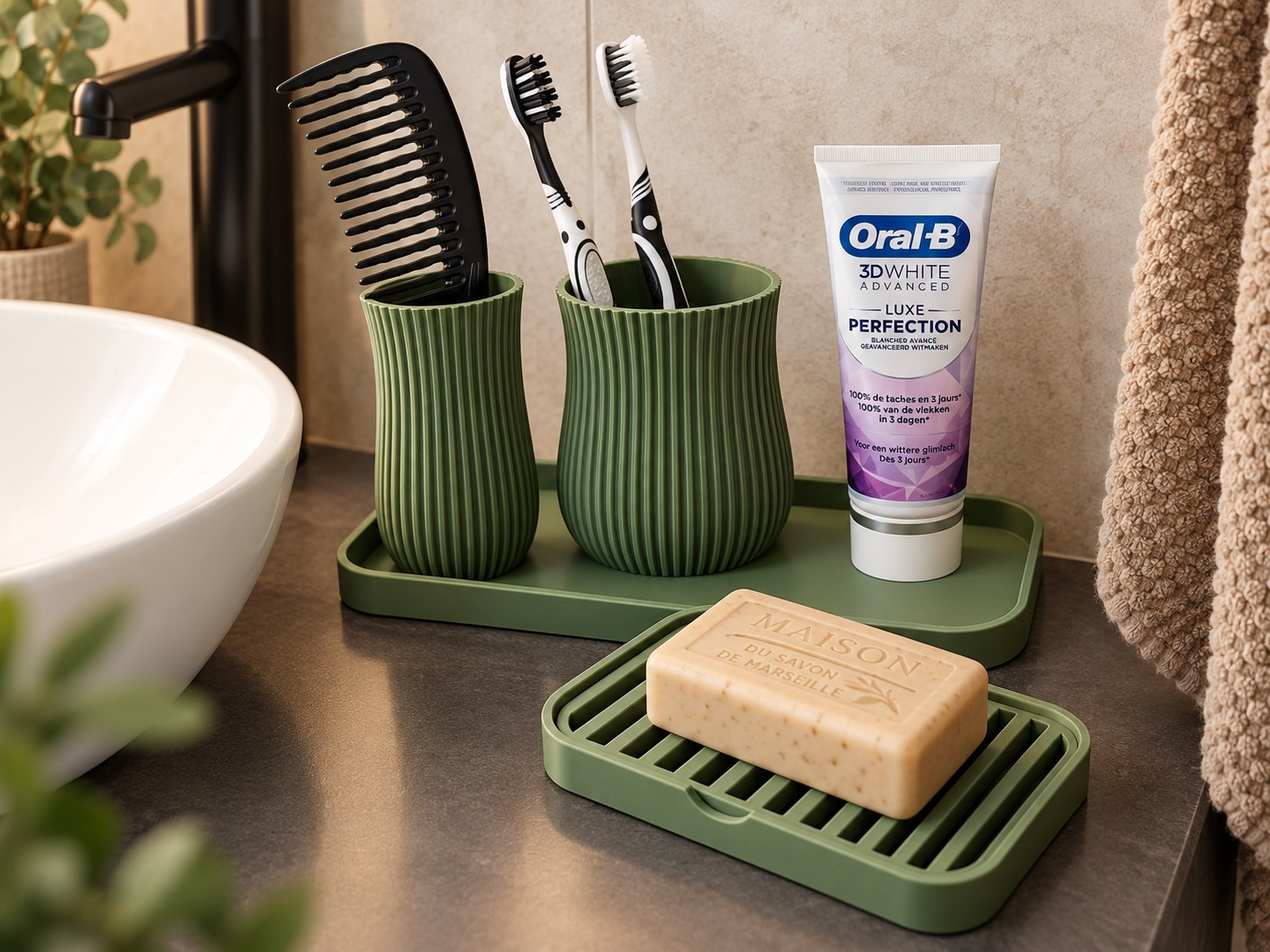 Japandi badkamer organizer set